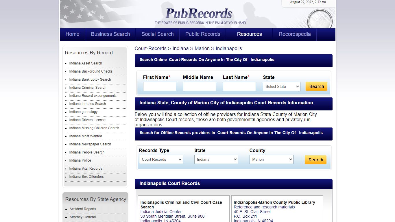 Indianapolis, Marion County, Indiana Court Records - Pubrecords.com